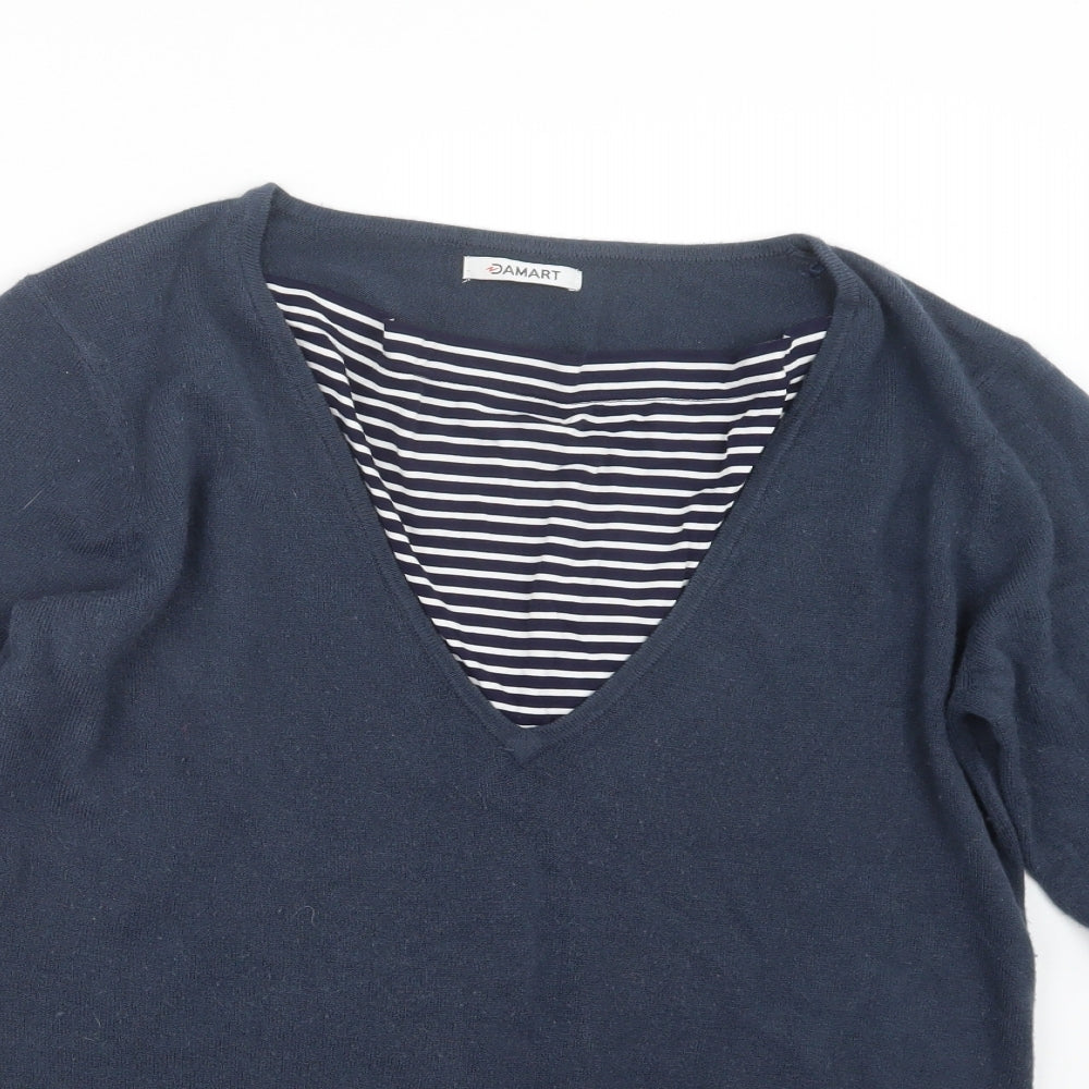Damart Womens Blue  Knit Pullover Jumper Size 14