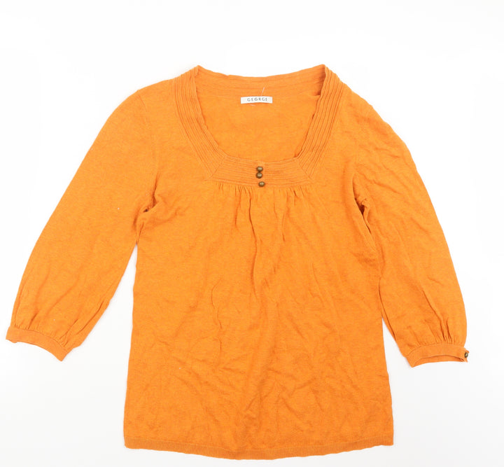 George Womens Orange  Knit Pullover Jumper Size 14