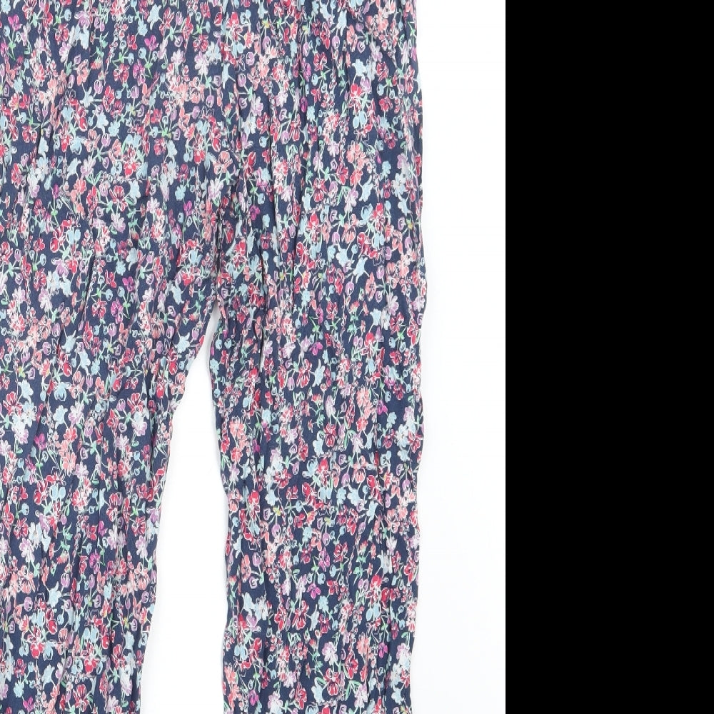 George Womens Blue Floral  Trousers  Size 12 L23.5 in