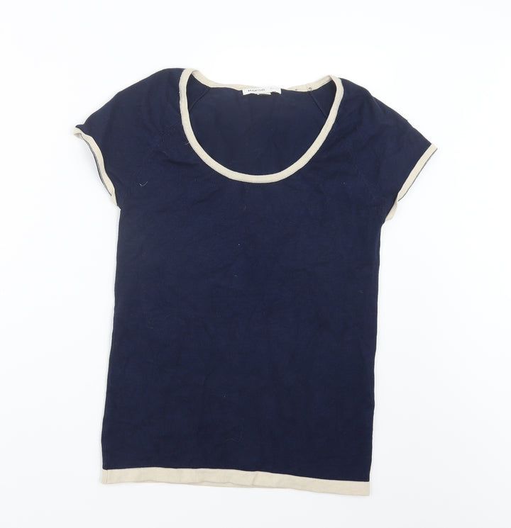 Mango Womens Blue Knit Pullover Jumper Size M