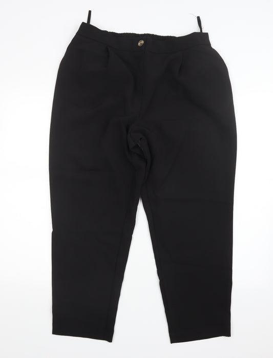 Front view of New Look women’s black trousers, size UK 16, 26-inch leg