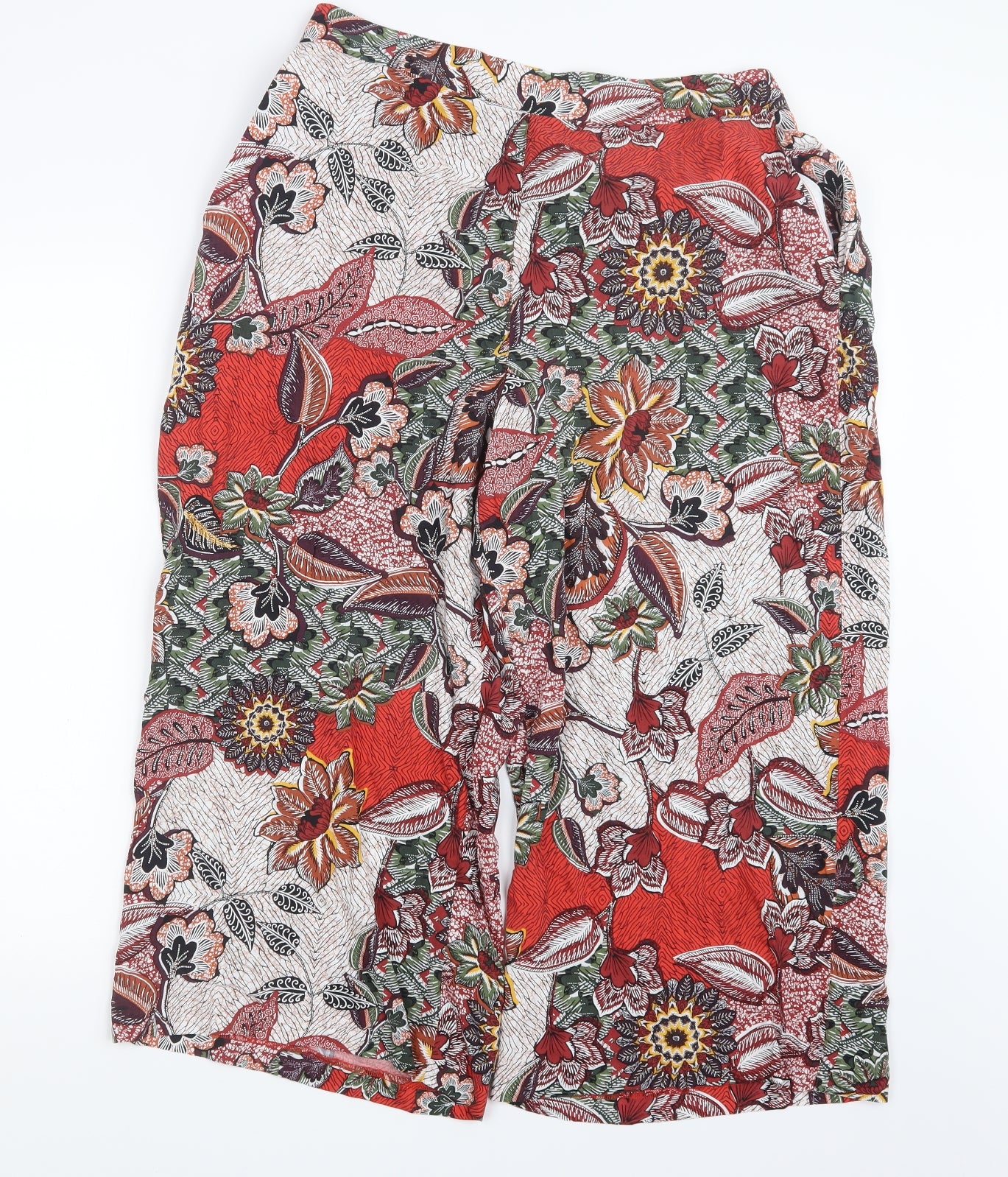 Nutmeg Womens Red Geometric  Trousers  Size 16 L21 in