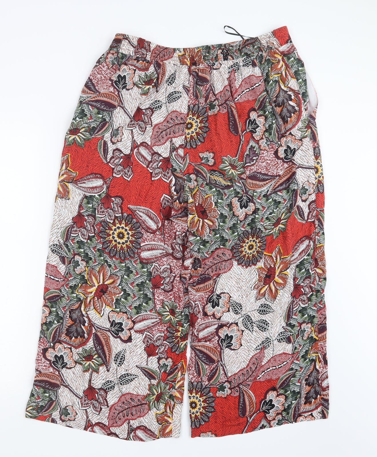 Nutmeg Womens Red Geometric  Trousers  Size 16 L21 in