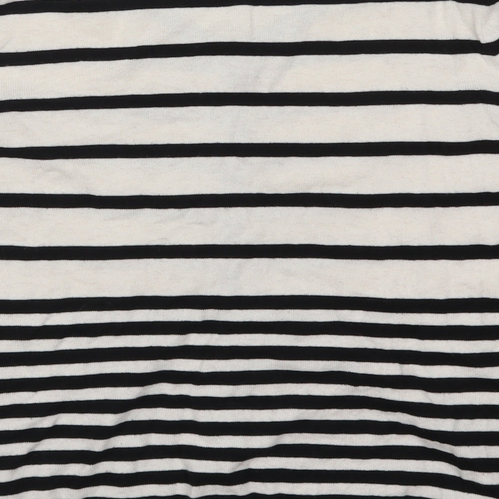 H&M Womens White Striped  Cardigan Jumper Size M