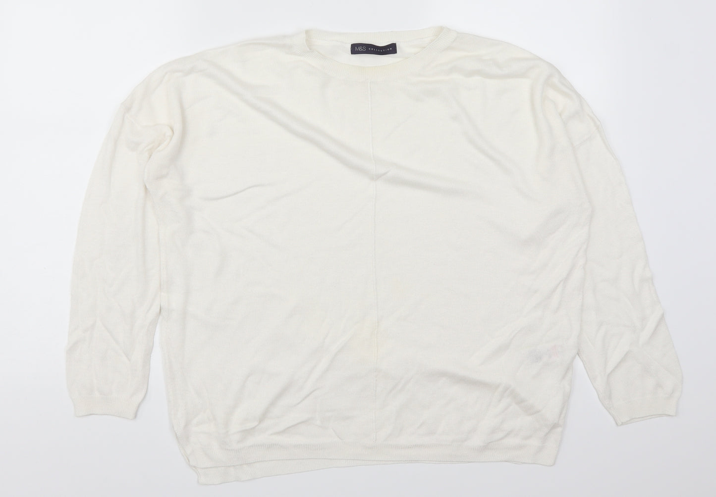 Marks and Spencer Womens White   Pullover Jumper Size L