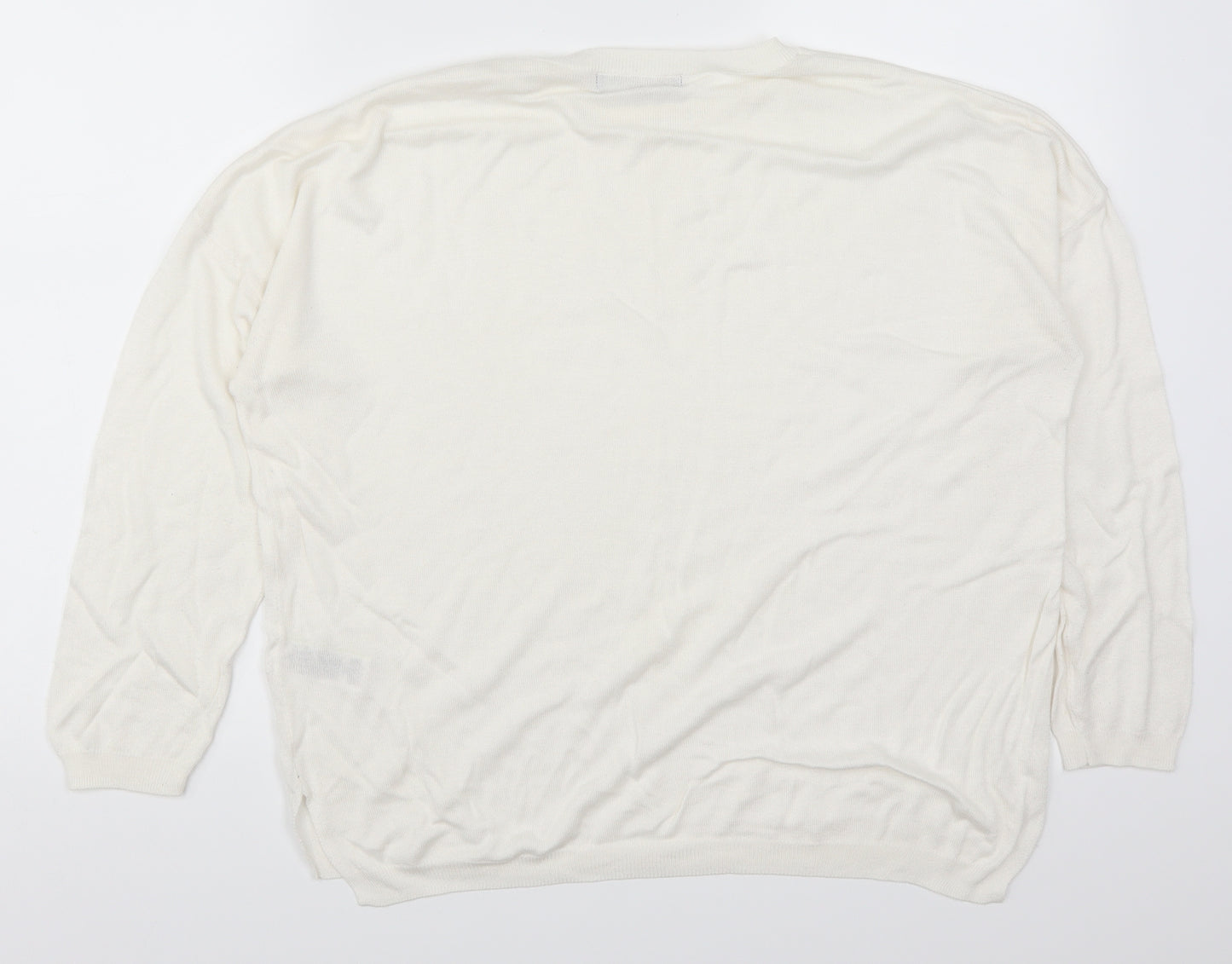 Marks and Spencer Womens White   Pullover Jumper Size L