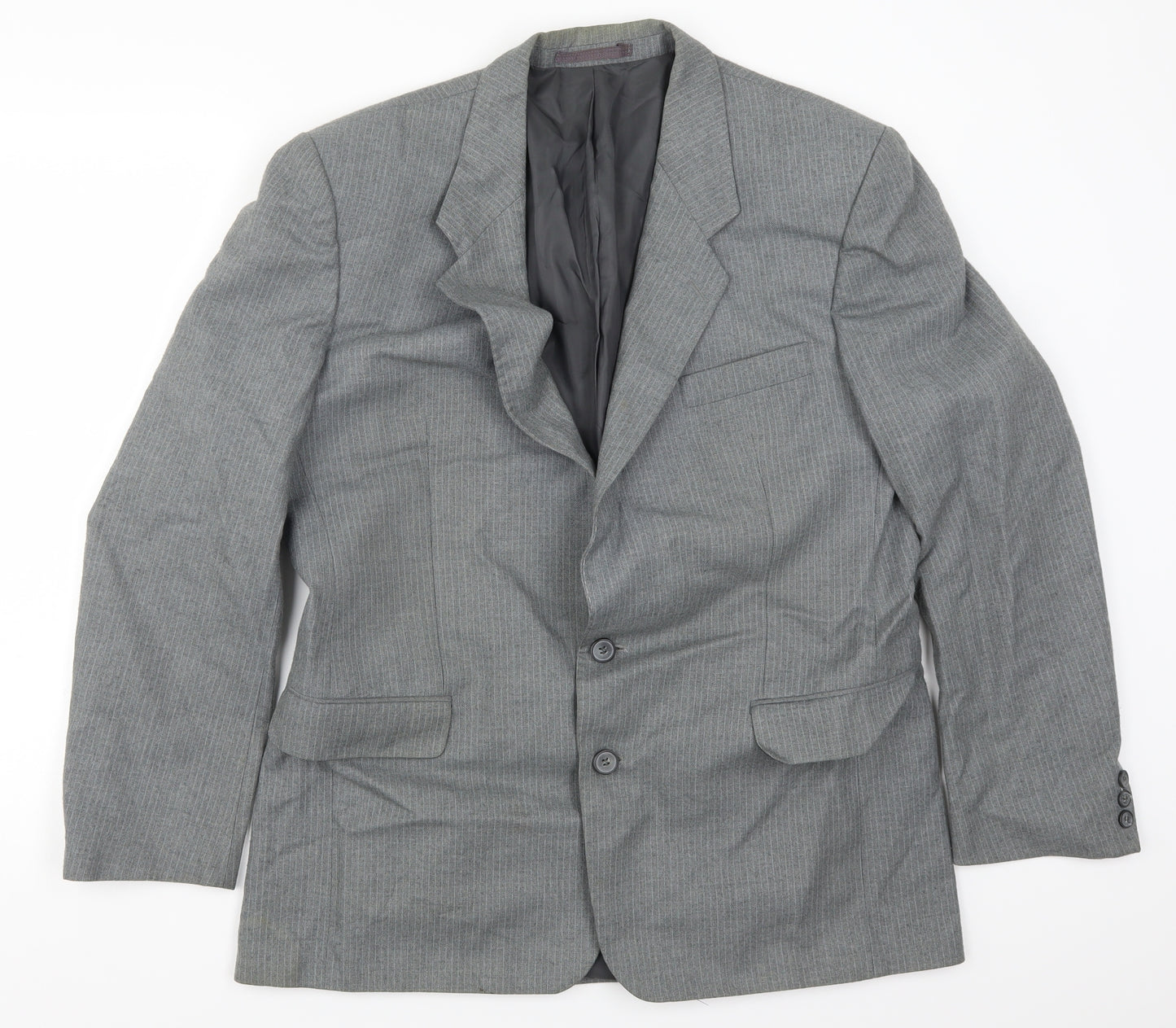 Preworn Mens Grey Striped  Jacket Suit Jacket Size 42