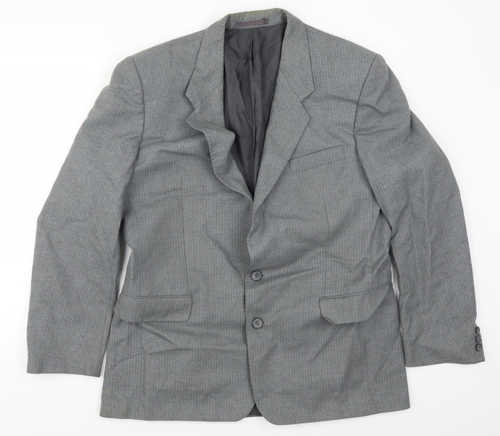 Preworn Mens Grey Striped  Jacket Suit Jacket Size 42