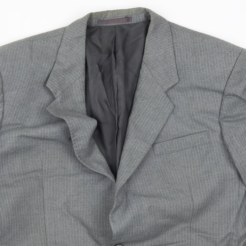 Preworn Mens Grey Striped  Jacket Suit Jacket Size 42
