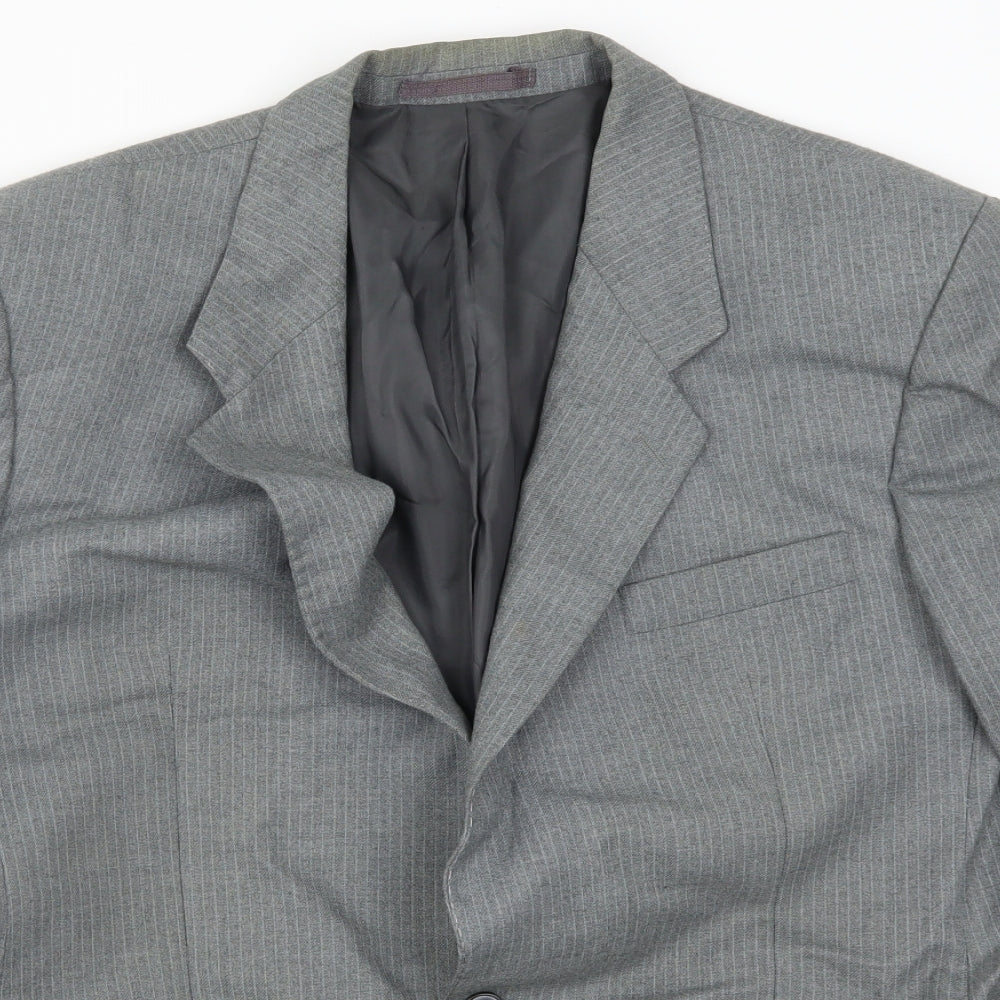 Preworn Mens Grey Striped  Jacket Suit Jacket Size 42