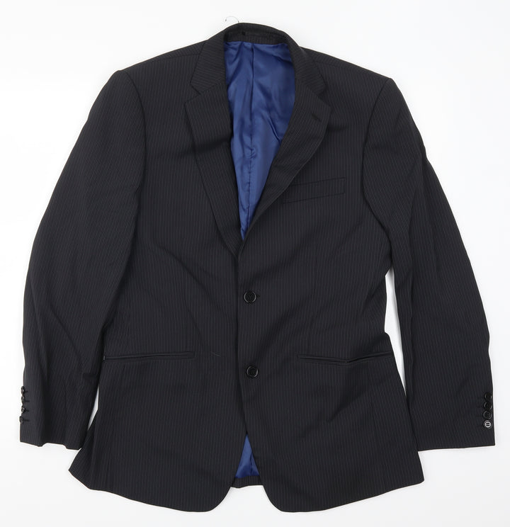 Charlton Gray  Mens Grey Striped  Jacket Suit Jacket Size 38