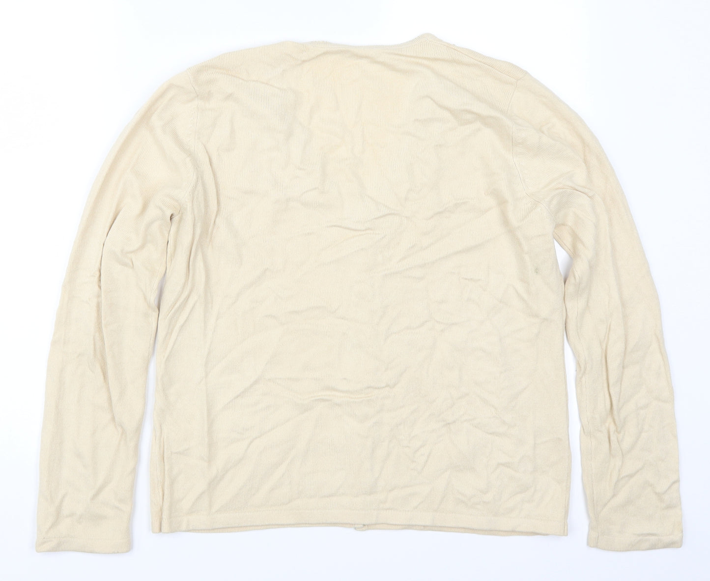 BHS Womens Beige   Cardigan Jumper Size 14  - Embroidered Flowers