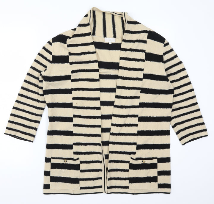Country Casuals Womens Beige Striped Cardigan Jumper Size M