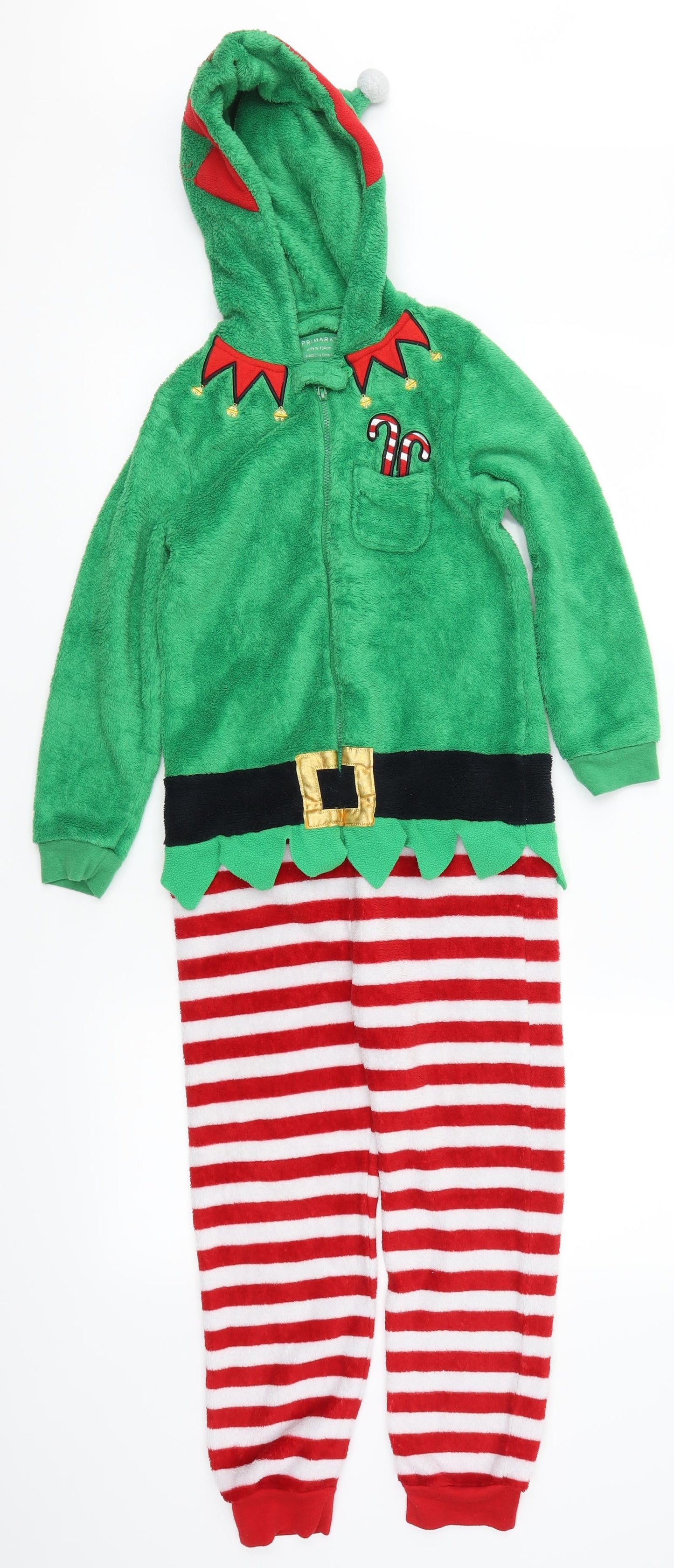 Primark Girls Multicoloured Striped  Top One Piece Size 4-5 Years  - Elf Christmas