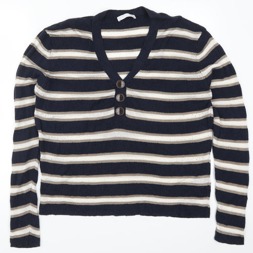 Marks and Spencer Womens Blue Striped  Basic T-Shirt Size 22