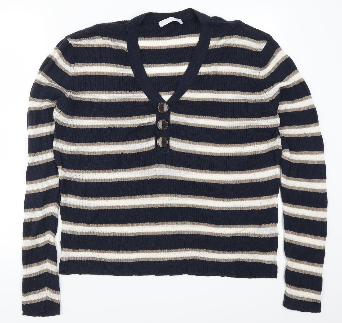 Marks and Spencer Womens Blue Striped  Basic T-Shirt Size 22
