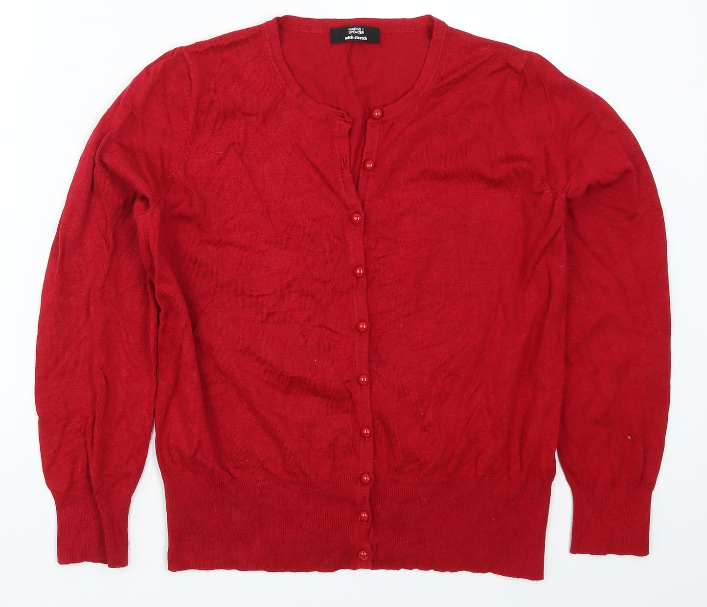 Marks and Spencer Womens Red   Cardigan Jumper Size 18