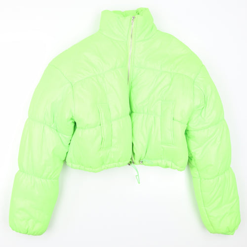 PRETTYLITTLETHING Womens Green   Puffer Jacket Coat Size 10