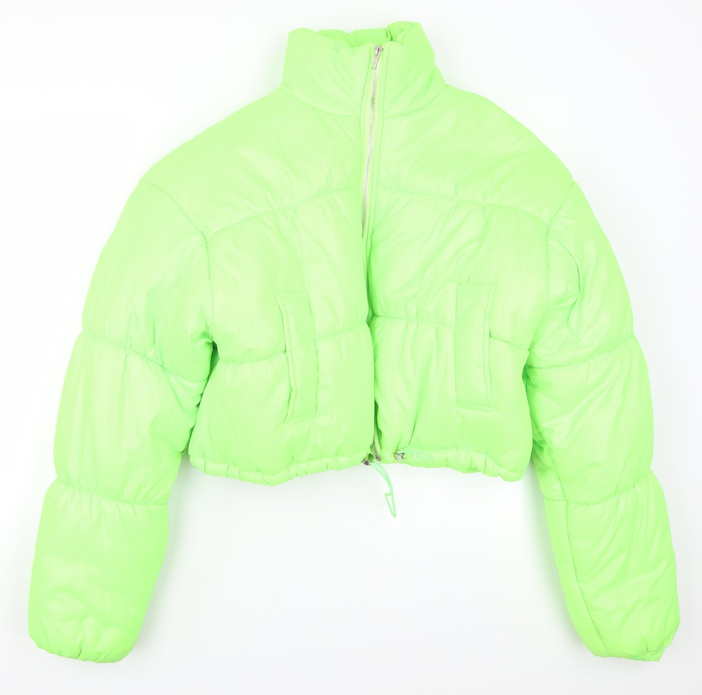 PRETTYLITTLETHING Womens Green   Puffer Jacket Coat Size 10