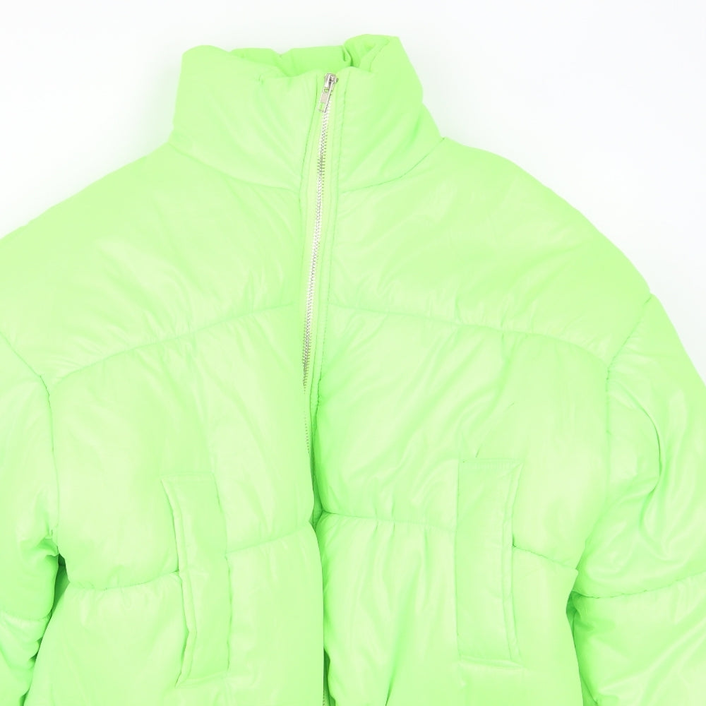 PRETTYLITTLETHING Womens Green   Puffer Jacket Coat Size 10