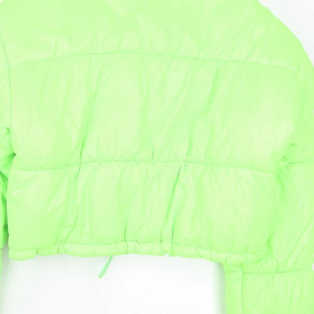 PRETTYLITTLETHING Womens Green   Puffer Jacket Coat Size 10
