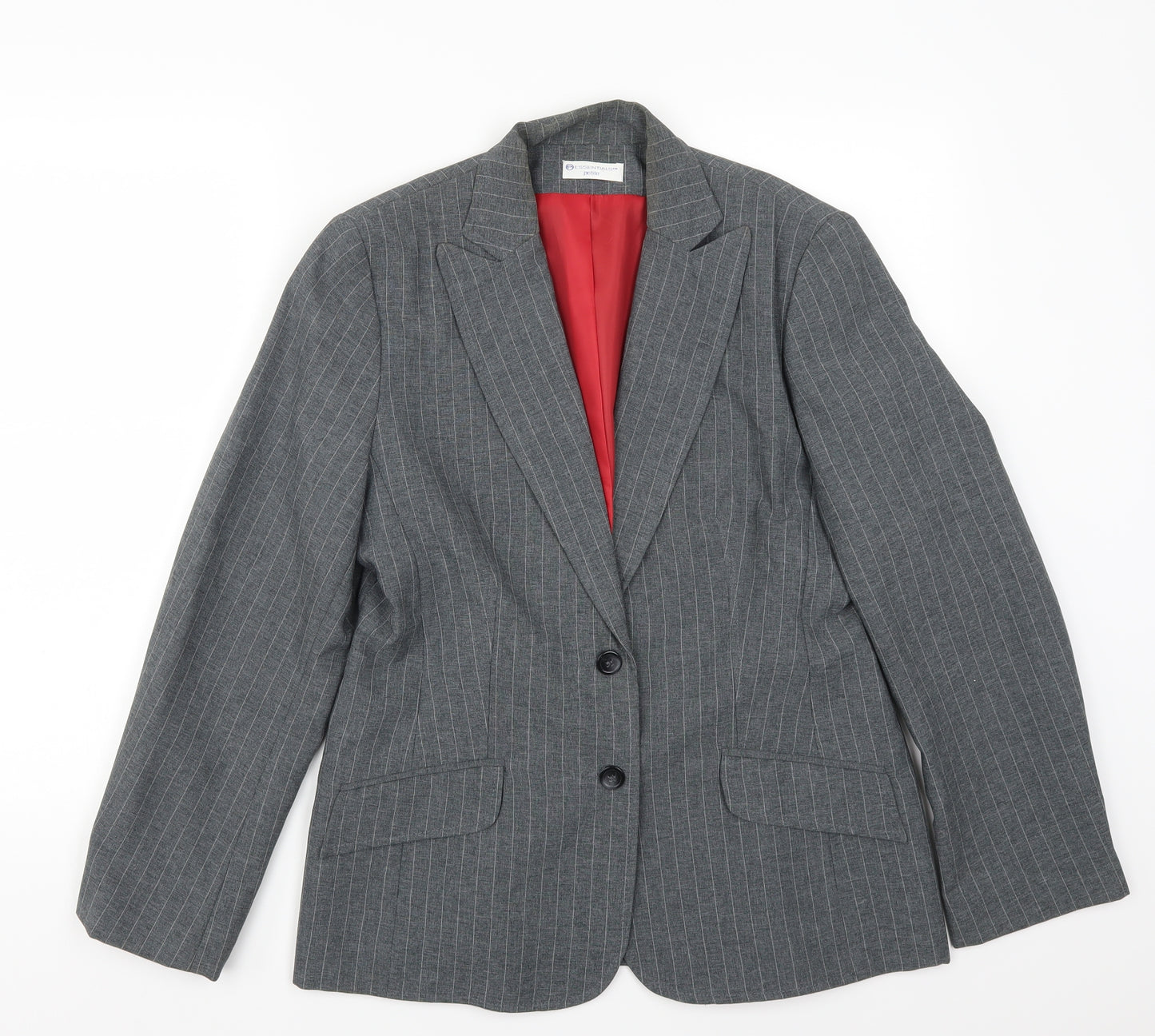 Essentials Womens Grey Striped  Jacket Suit Jacket Size 14