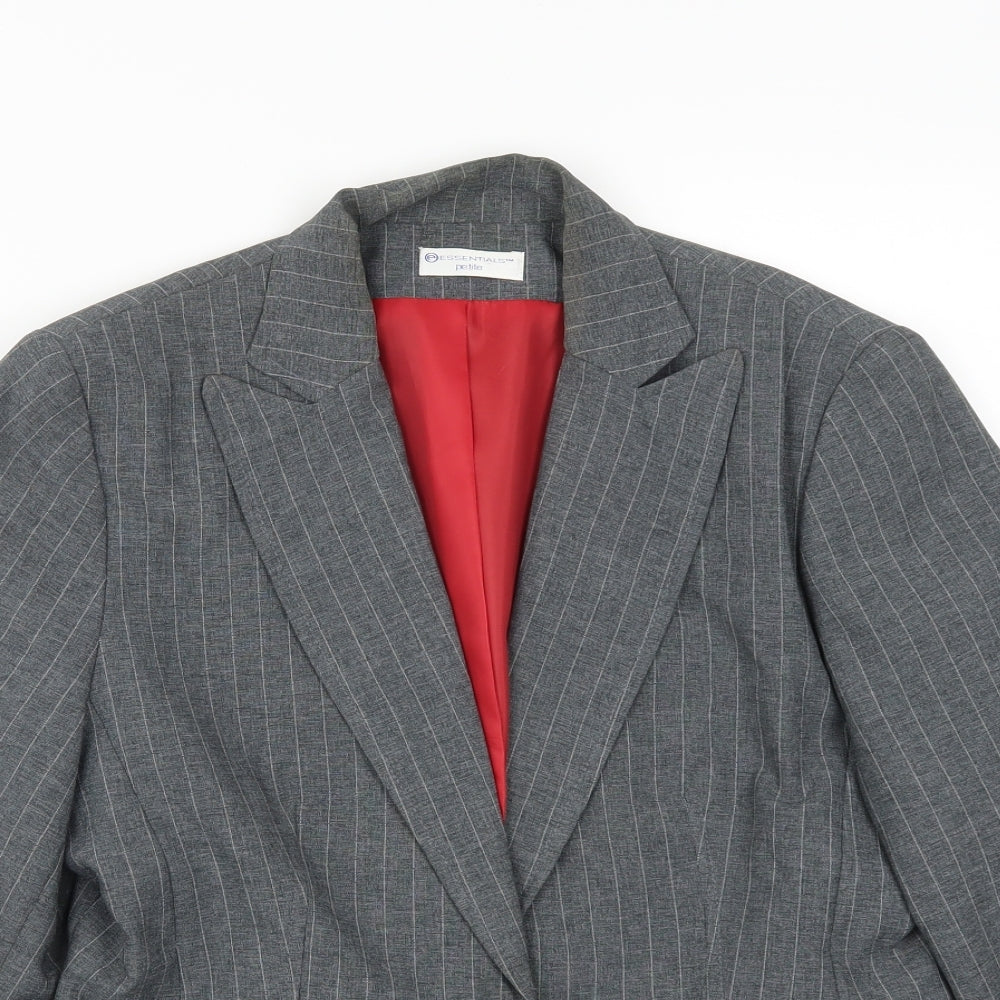 Essentials Womens Grey Striped  Jacket Suit Jacket Size 14