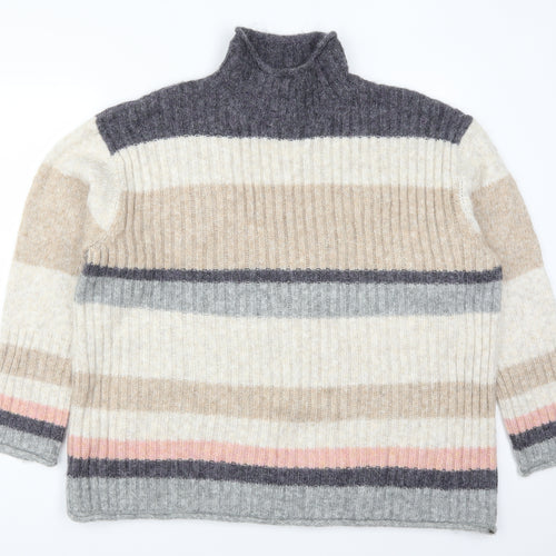 Marks and Spencer Womens Beige Striped Knit Pullover Jumper Size XL