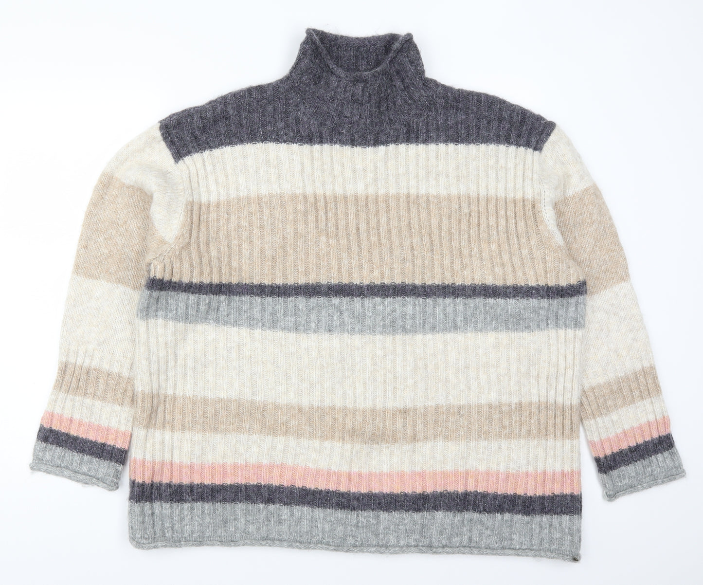 Marks and Spencer Womens Beige Striped Knit Pullover Jumper Size XL