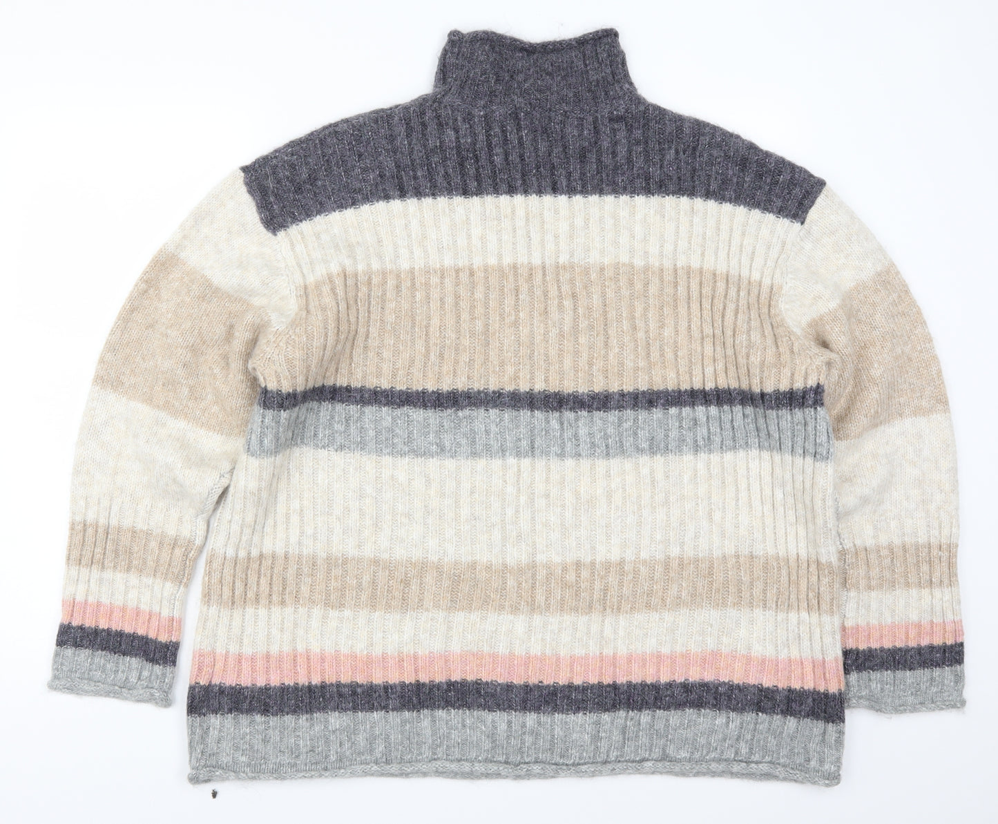 Marks and Spencer Womens Beige Striped Knit Pullover Jumper Size XL