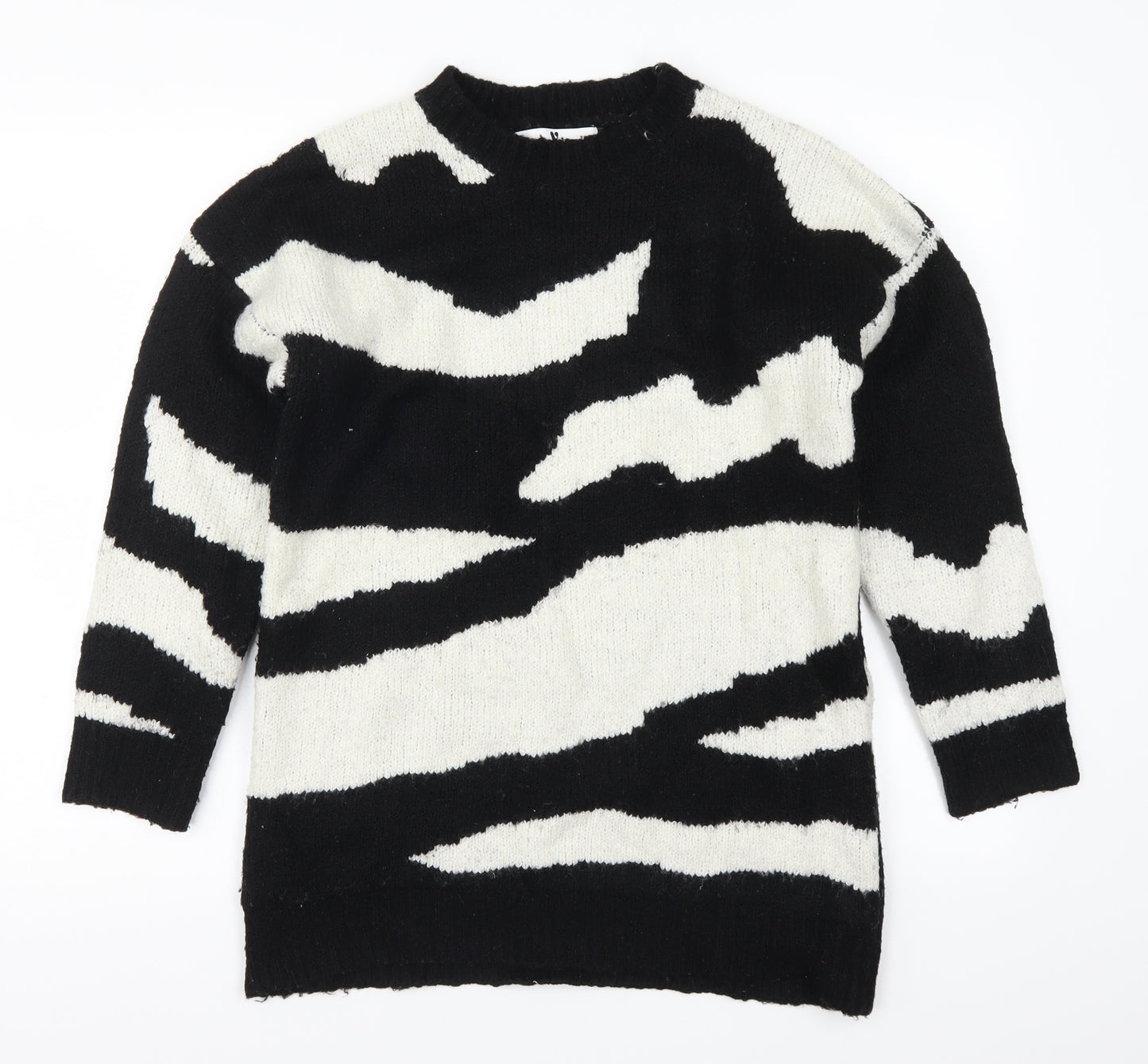 Very Womens Black Animal Print Knit Pullover Jumper Size 8  - Black and White