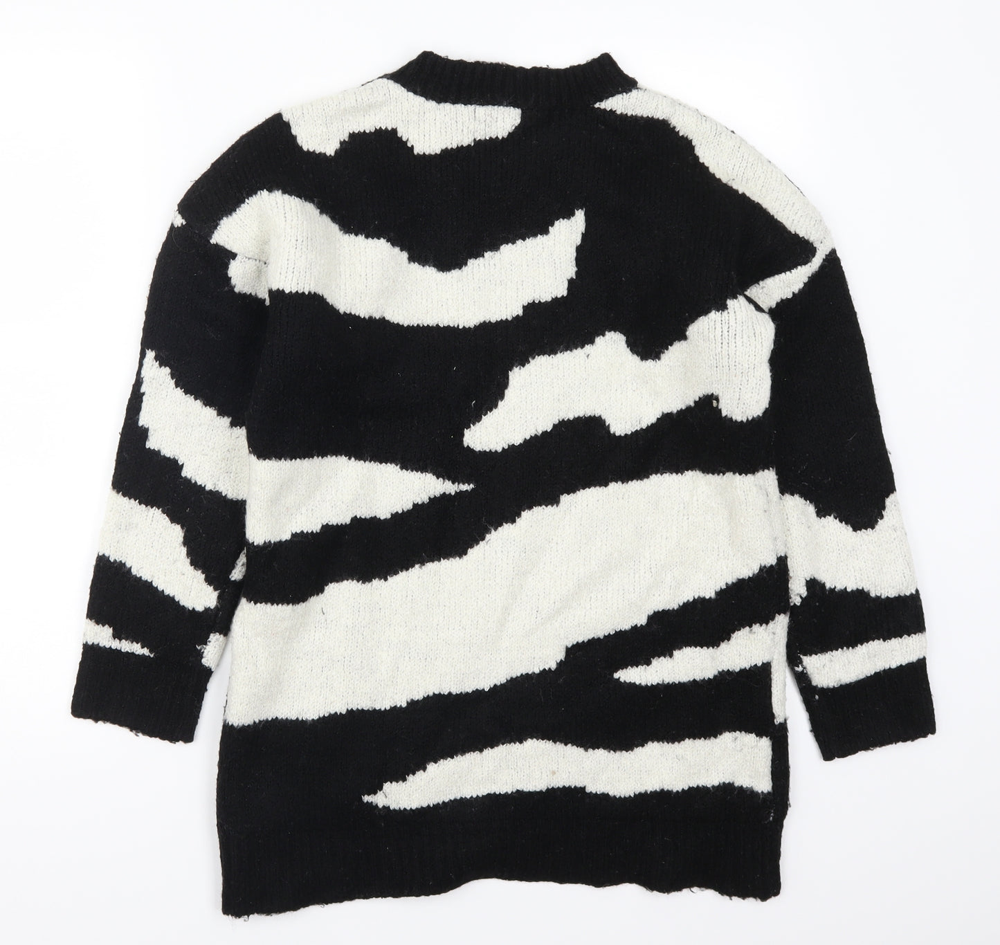 Very Womens Black Animal Print Knit Pullover Jumper Size 8  - Black and White