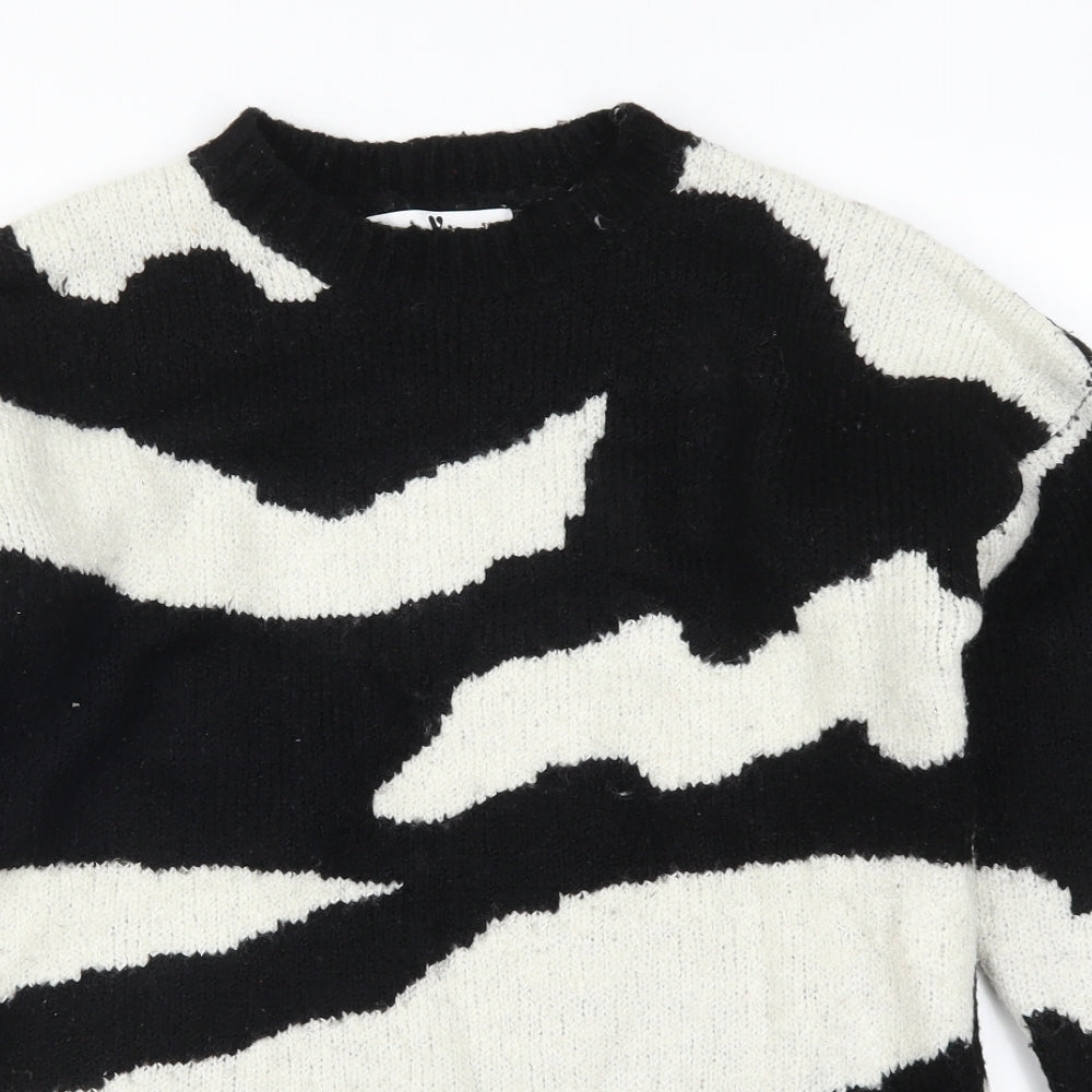 Very Womens Black Animal Print Knit Pullover Jumper Size 8  - Black and White