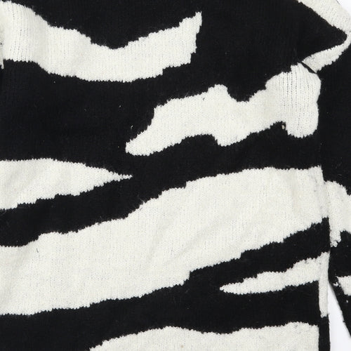 Very Womens Black Animal Print Knit Pullover Jumper Size 8  - Black and White