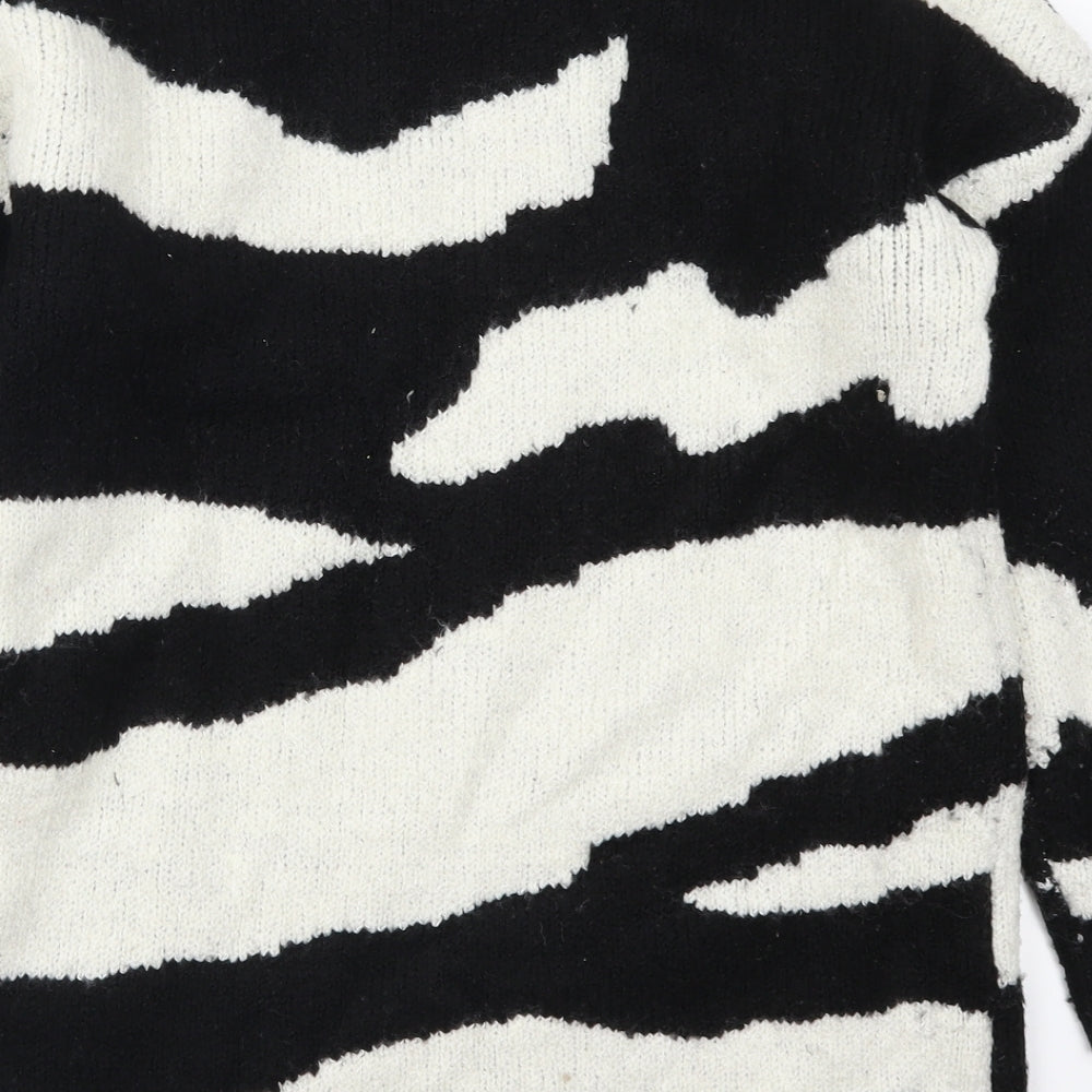 Very Womens Black Animal Print Knit Pullover Jumper Size 8  - Black and White