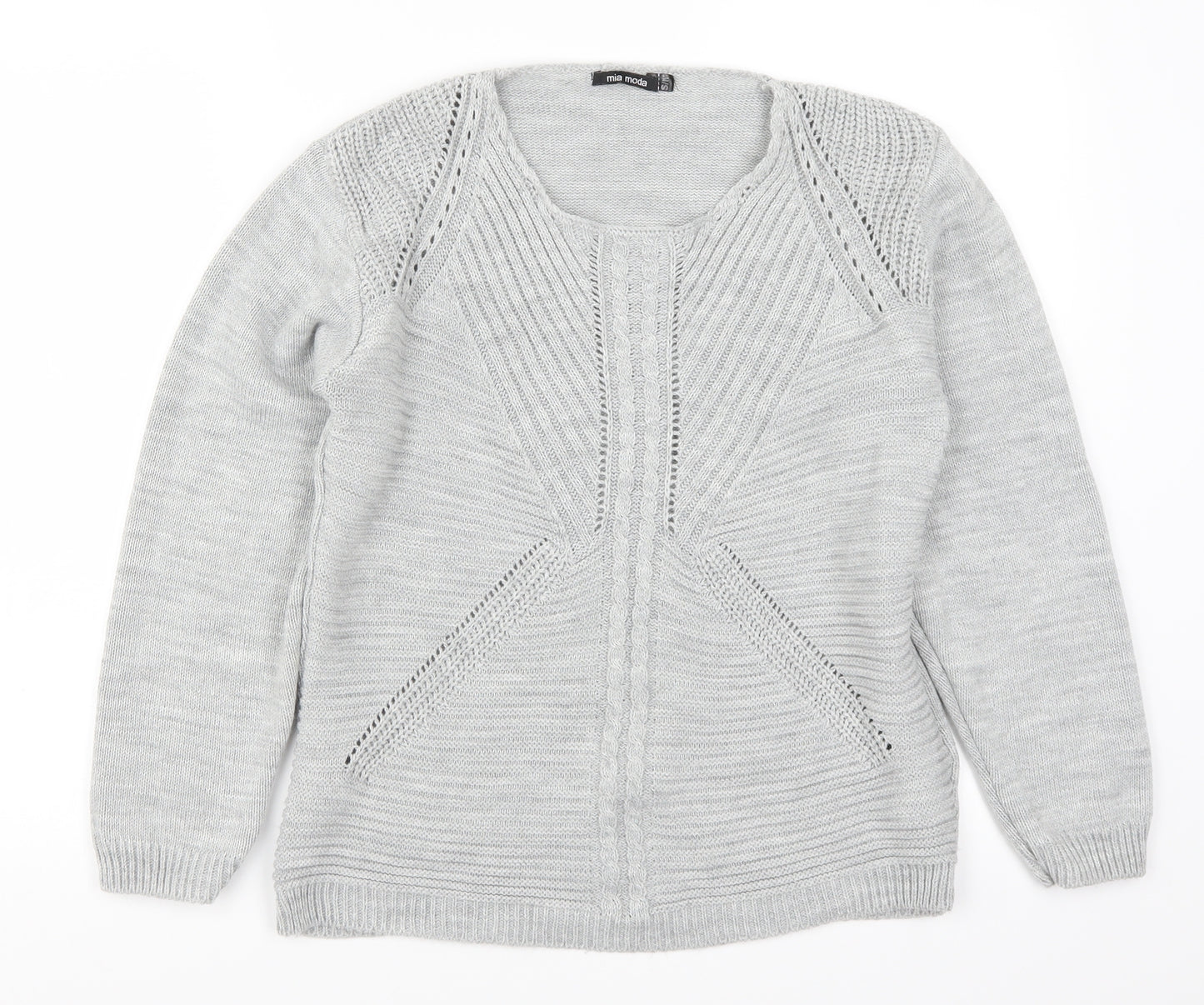 Mia Moda Womens Grey   Pullover Jumper Size S