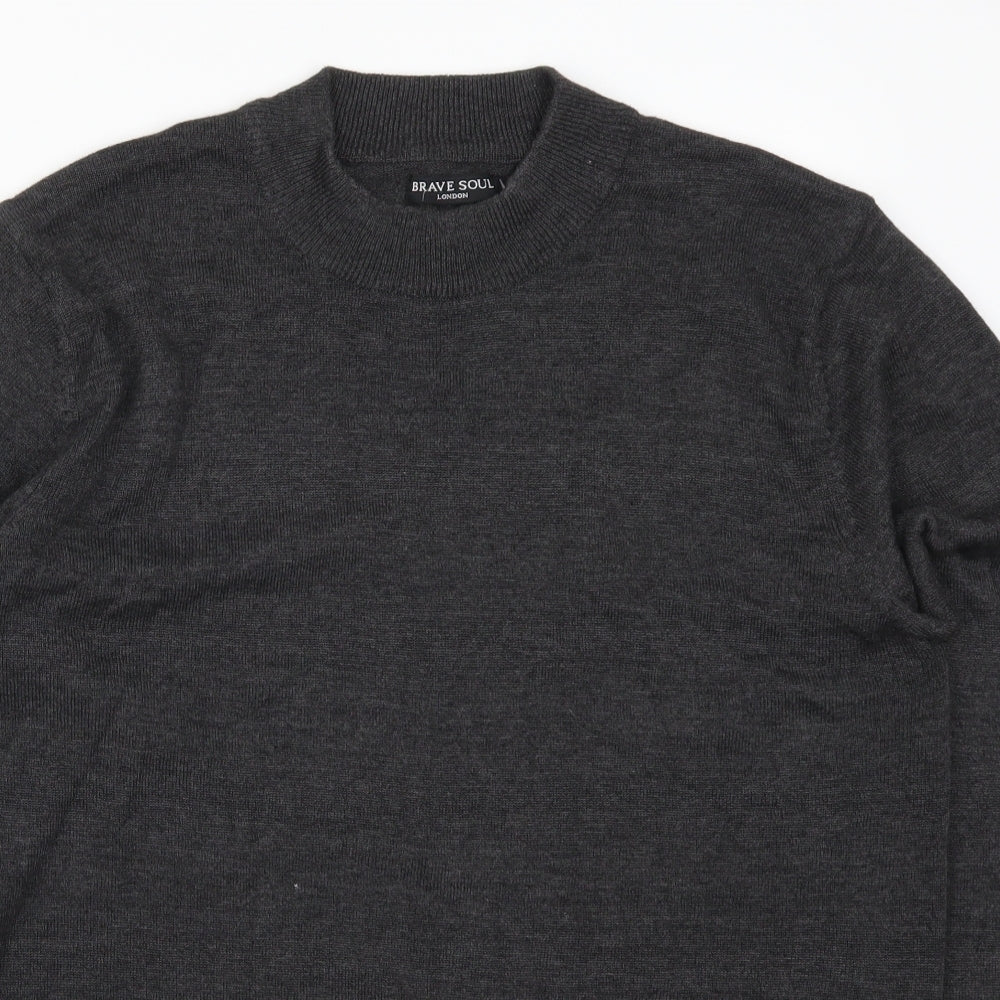 Brave Soul Mens Grey   Pullover Jumper Size L