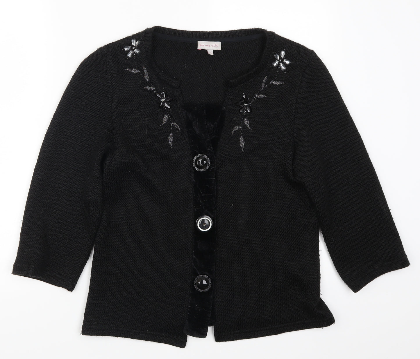 Per Una Womens Black  Knit Cardigan Jumper Size L