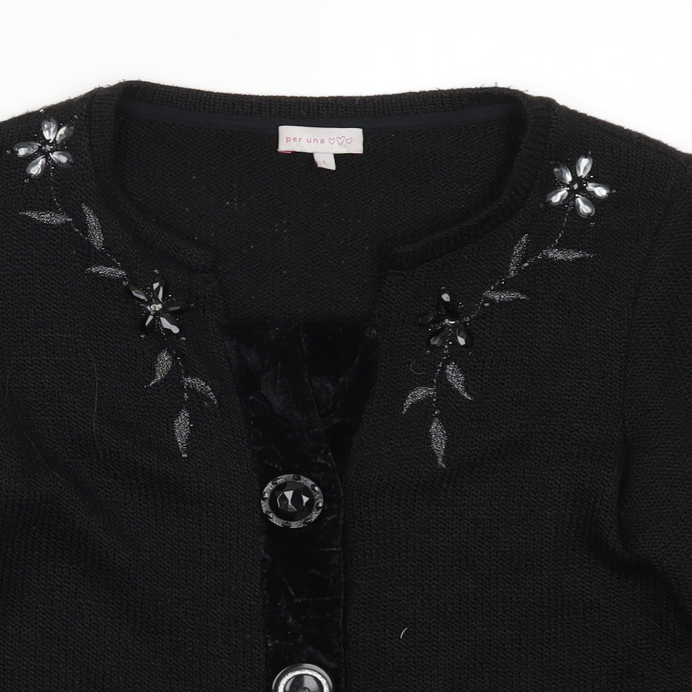 Per Una Womens Black  Knit Cardigan Jumper Size L