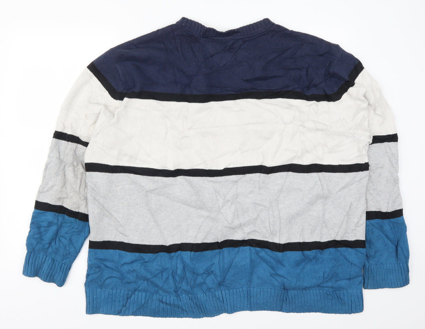 Tommy Jeans Mens Blue Striped  Pullover Jumper Size XL