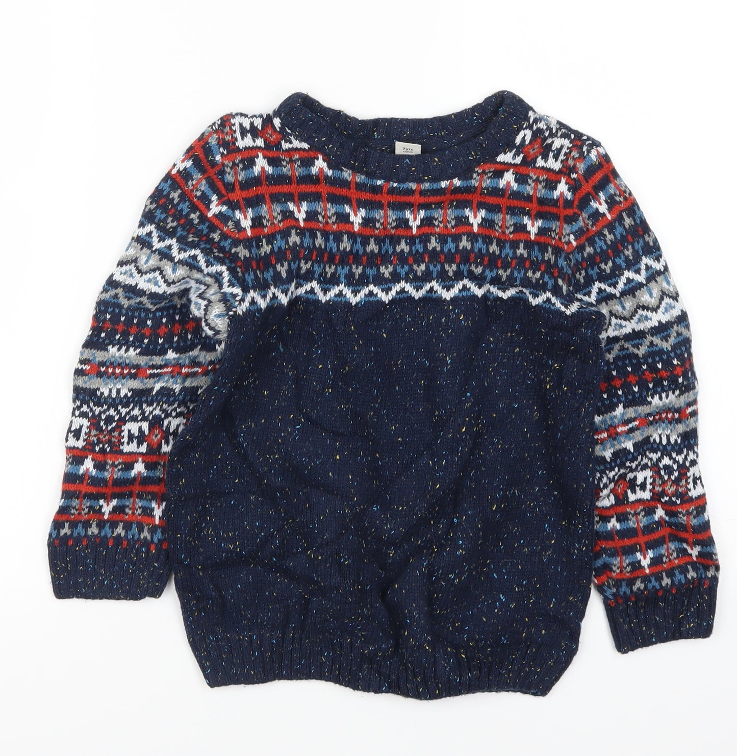 TU Boys Blue Geometric  Pullover Jumper Size 7 Years