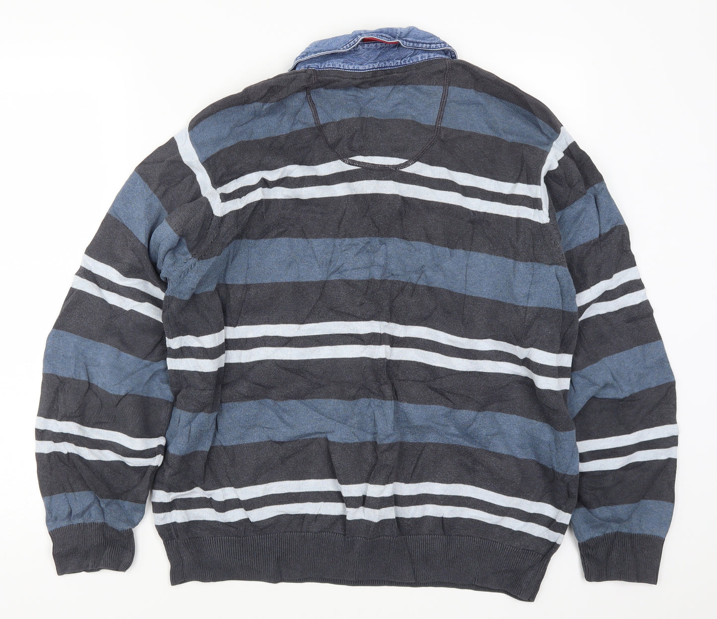 Blue Harbour Mens Blue Striped  Pullover Jumper Size L