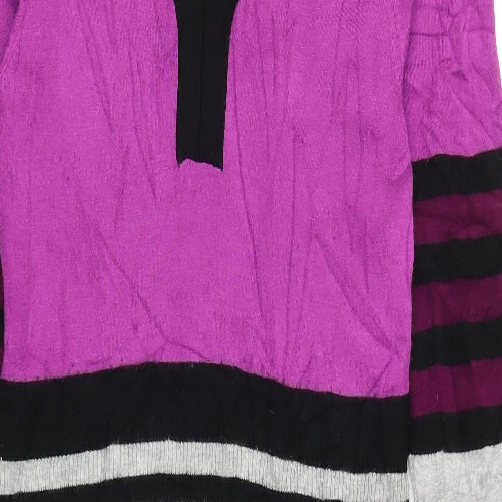 M&Co Womens Purple Striped  Jumper Dress  Size S