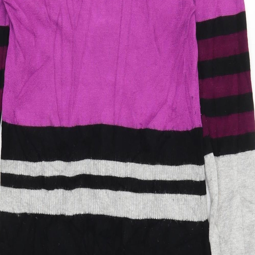 M&Co Womens Purple Striped  Jumper Dress  Size S