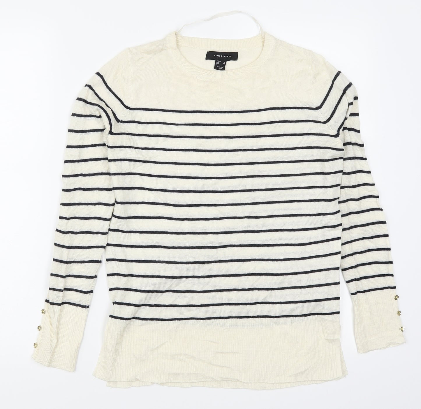 Atmosphere Womens Ivory Striped  Pullover Jumper Size 8