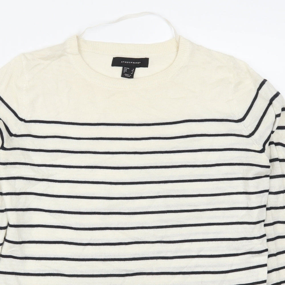 Atmosphere Womens Ivory Striped  Pullover Jumper Size 8