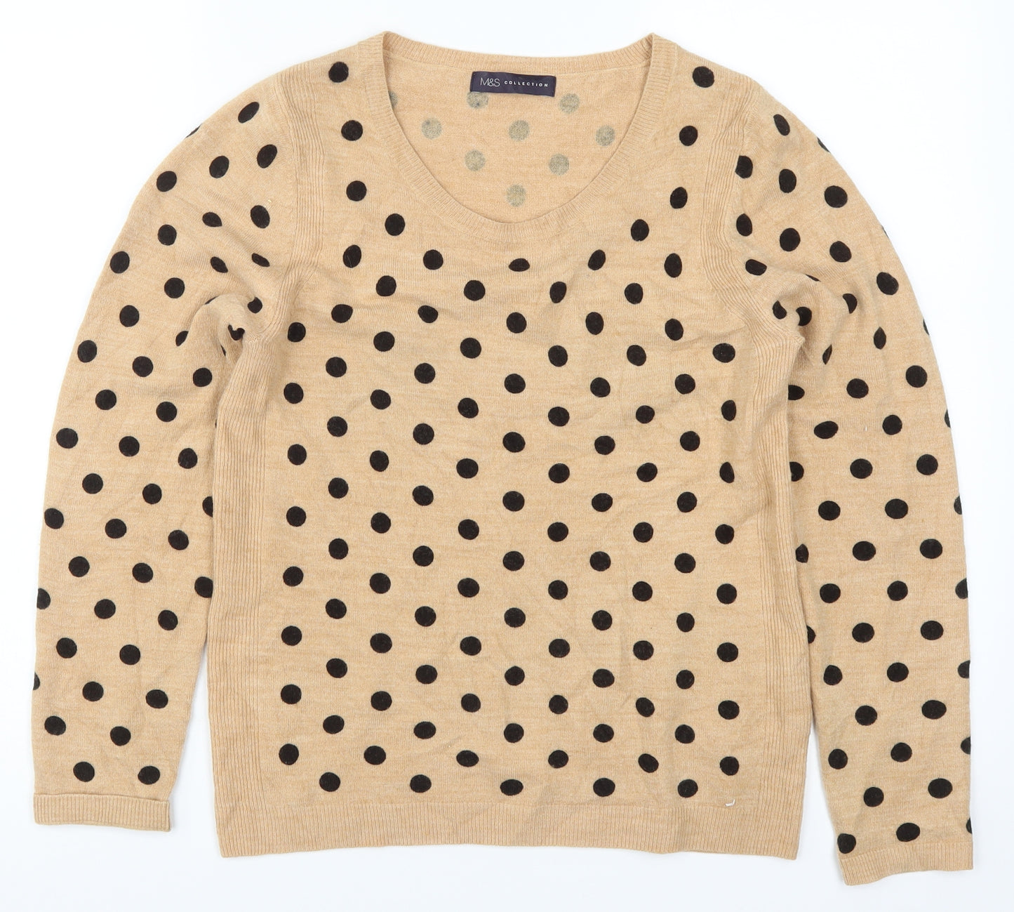 Marks and Spencer Womens Beige Polka Dot  Pullover Jumper Size 8
