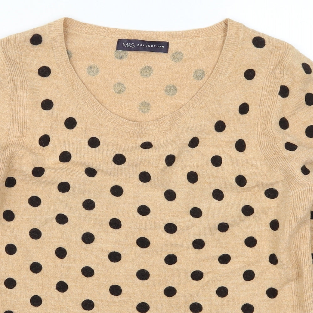 Marks and Spencer Womens Beige Polka Dot  Pullover Jumper Size 8
