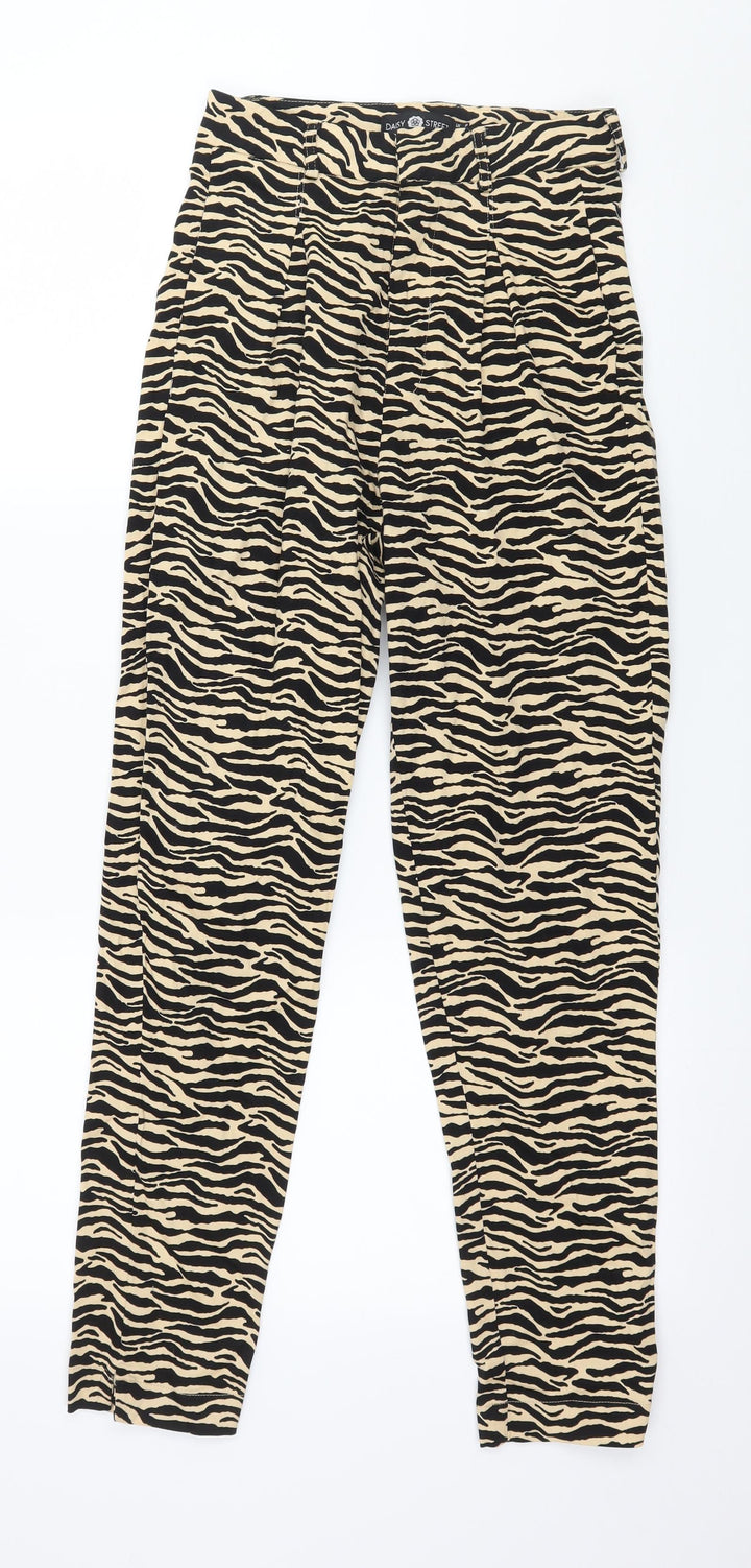 Daisy Street Womens Beige Animal Print Trousers Size 8 L26 in