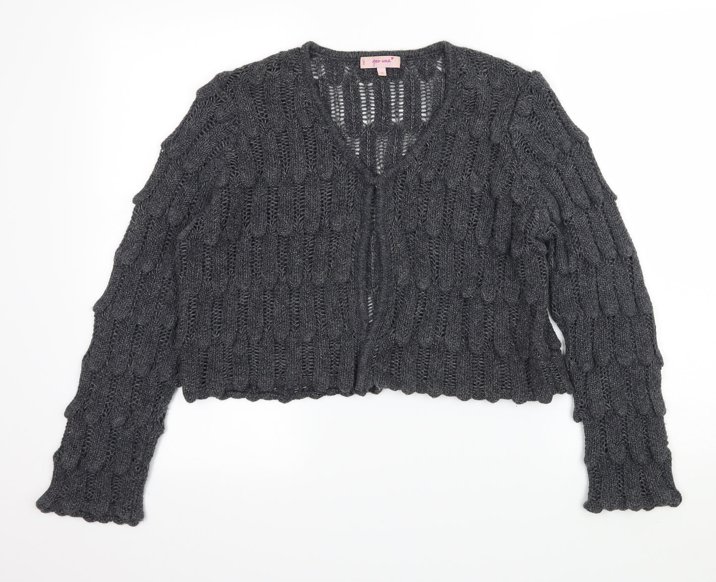 Per Una Womens Grey  Knit Cardigan Jumper Size 14